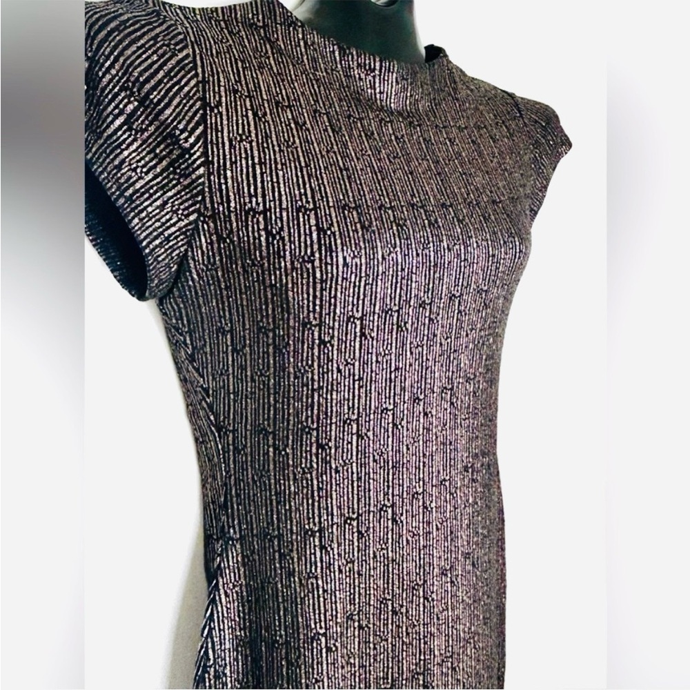 Gorgeous  Stella Luce Metallic Ribbed Cap-Sleeve Midi Dress *NWOT - Picture 5 of 14